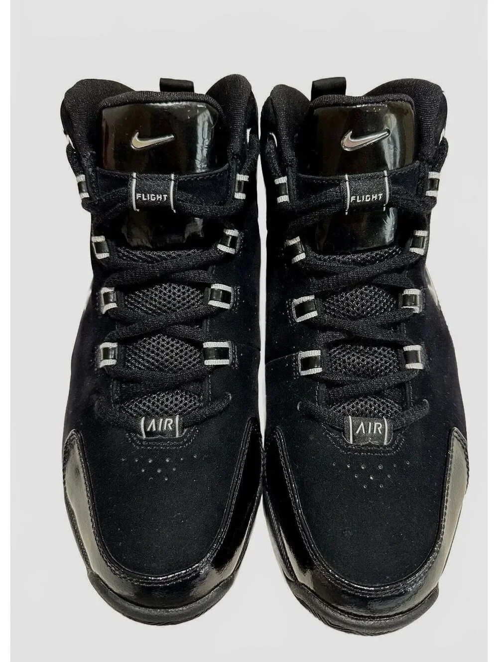 Nike Air Flight Hops Black Patent Suede Sneakers 309266-001 Men's Size 8.5
